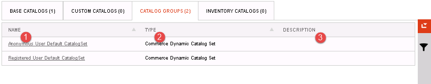 Catalog Groups Tab