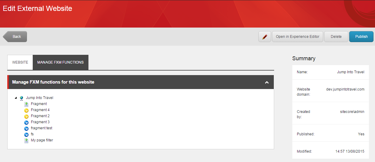 Edit External Website dialog box