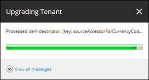 Upgrading Tenant progress bar dialog.