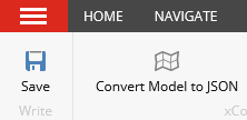 Convert Model to JSON button in the menu ribbon.