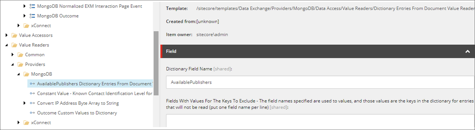 Dictionary Field Name for AvailablePublishers