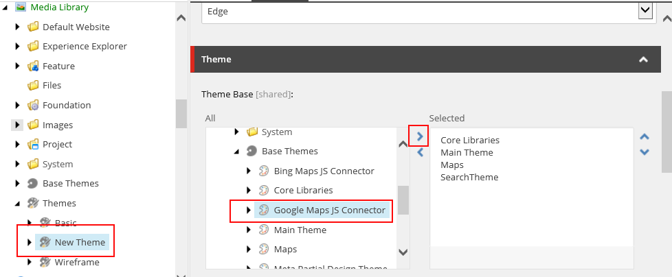 Select the maps provider in the Theme Base field.