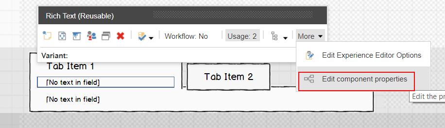 Set rendering caching options in the Experience Editor.