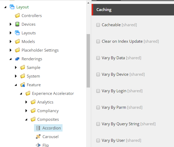 Set the caching option for a rendering.