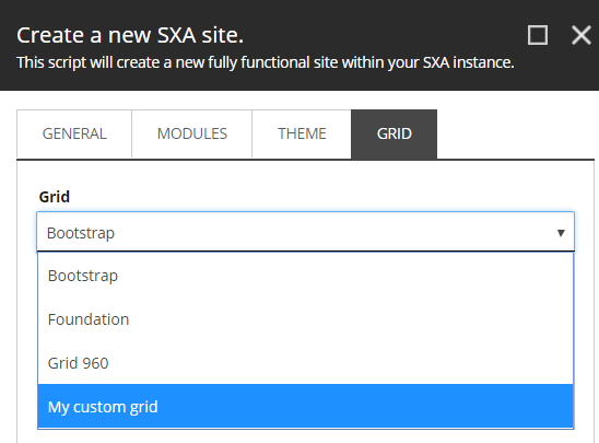 select custom grid