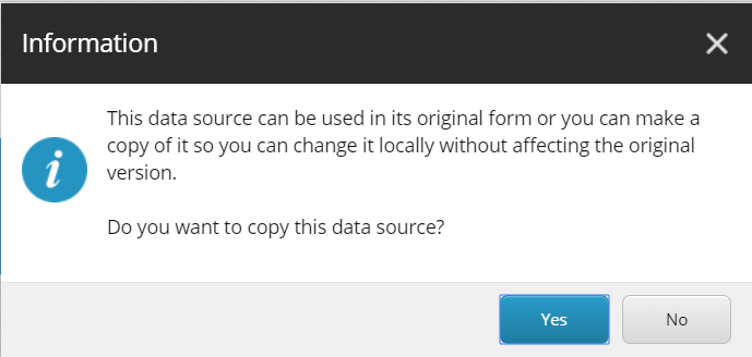 Message to confirm copying a data source.