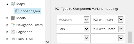 POI type to variant mapping