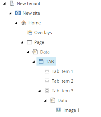 Tabs item in the content tree.