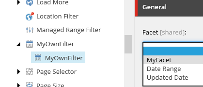 Navigate to the facet filter and select the facet.