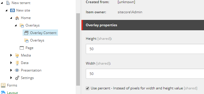 Specify the overlay properties