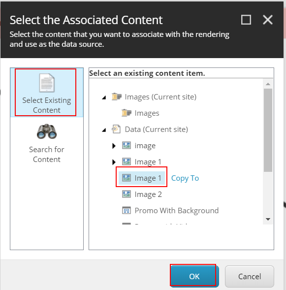 Select a content item