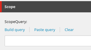 Navigate to site/settings and in the Scope section in the ScopeQuery field click Paste Query.