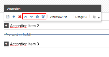 Using the arrows in the toolbar to change the order