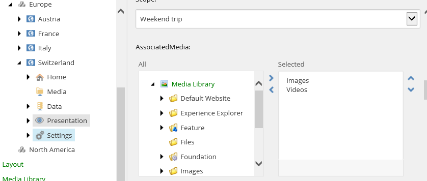 In the Associated Media field, add the media items that people can search on.